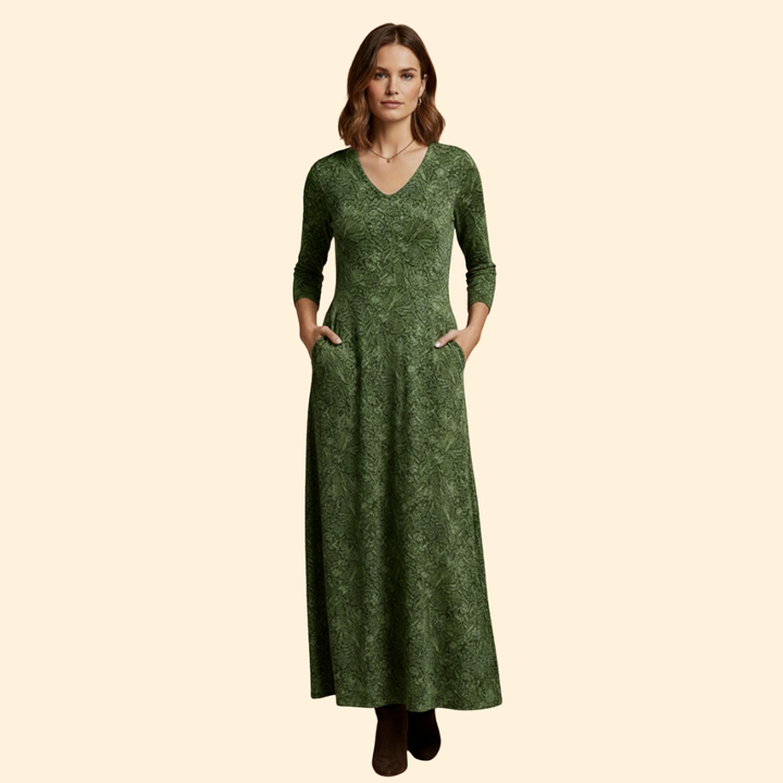 Women's Long Dress with Retro Pattern