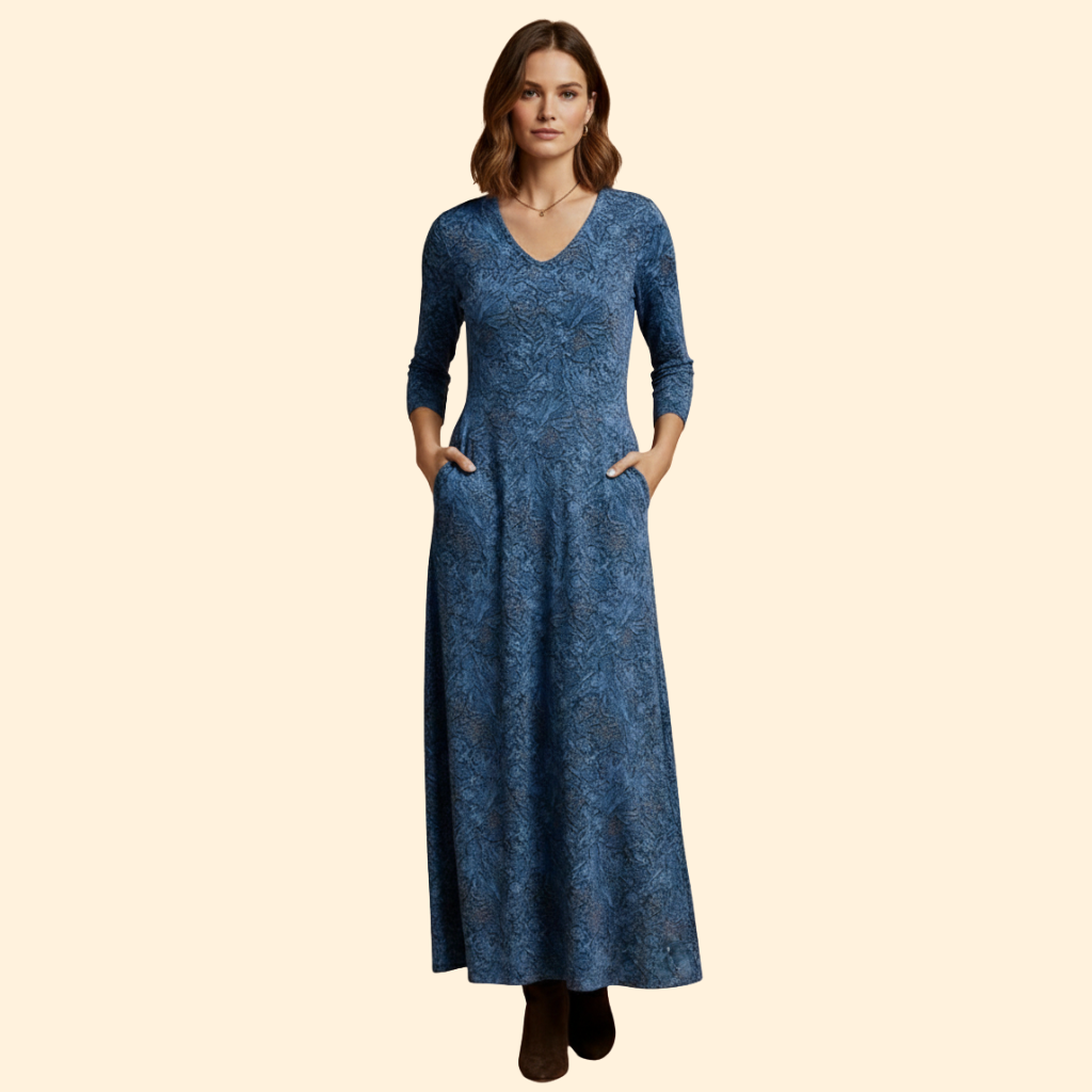 Women's Long Dress with Retro Pattern