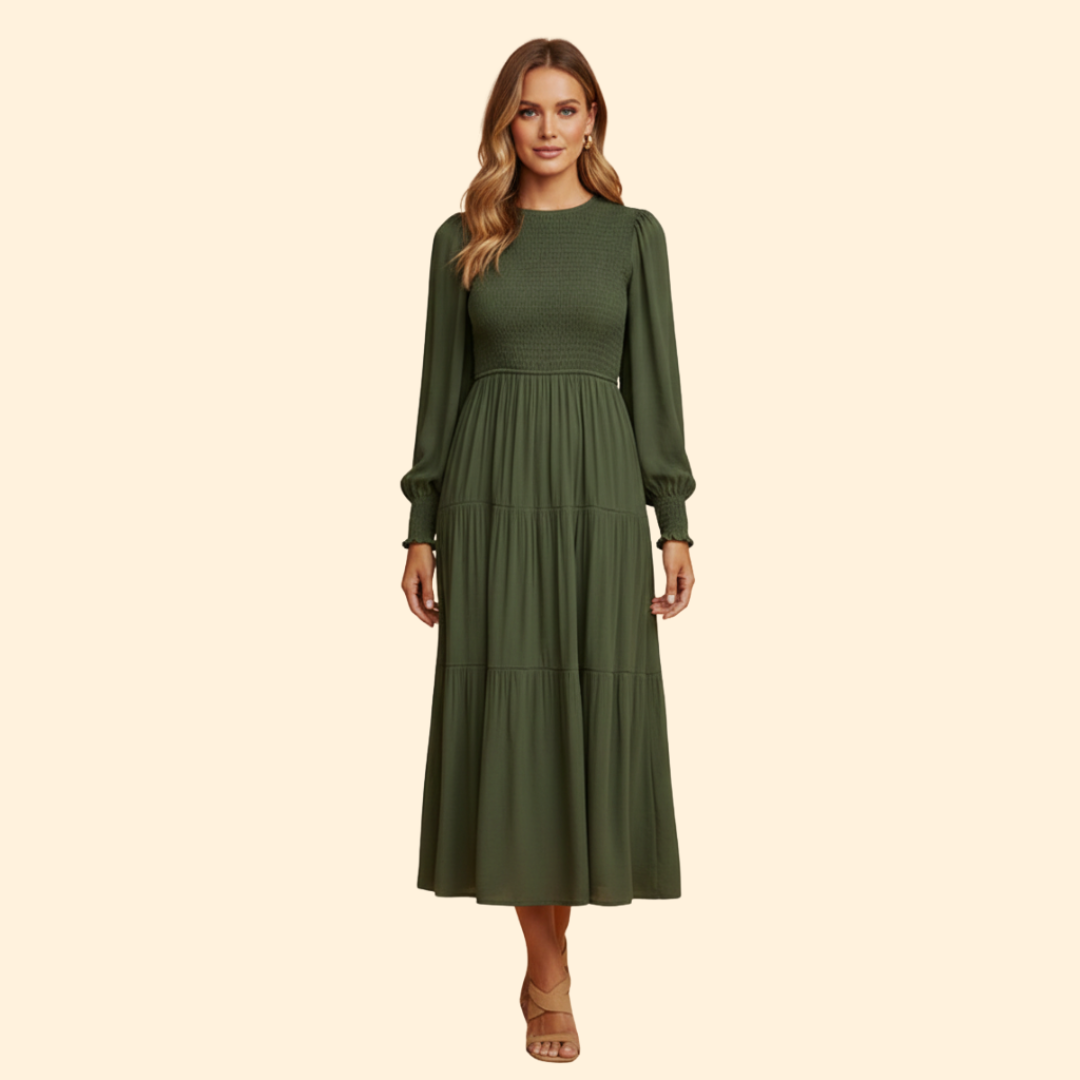 Women's Midi Dress with Long Sleeves
