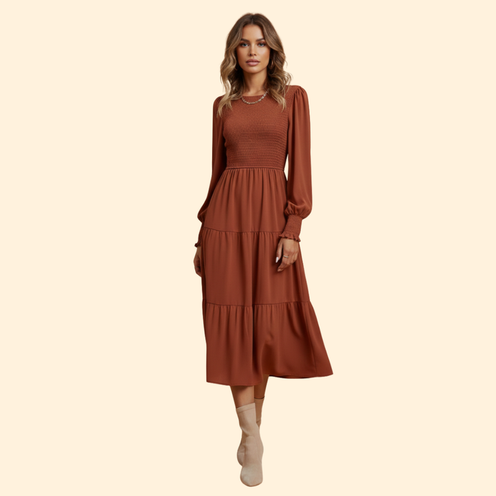 Women's Midi Dress with Long Sleeves