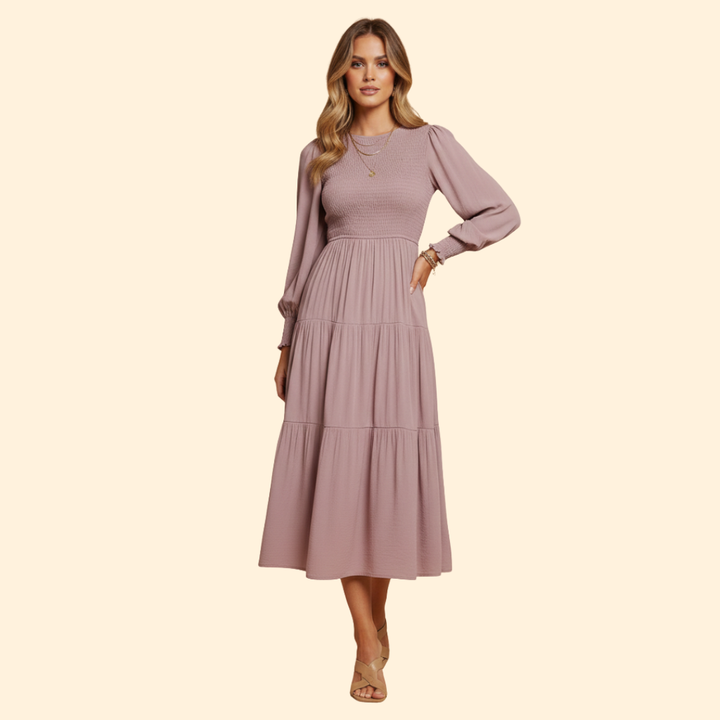 Women's Midi Dress with Long Sleeves