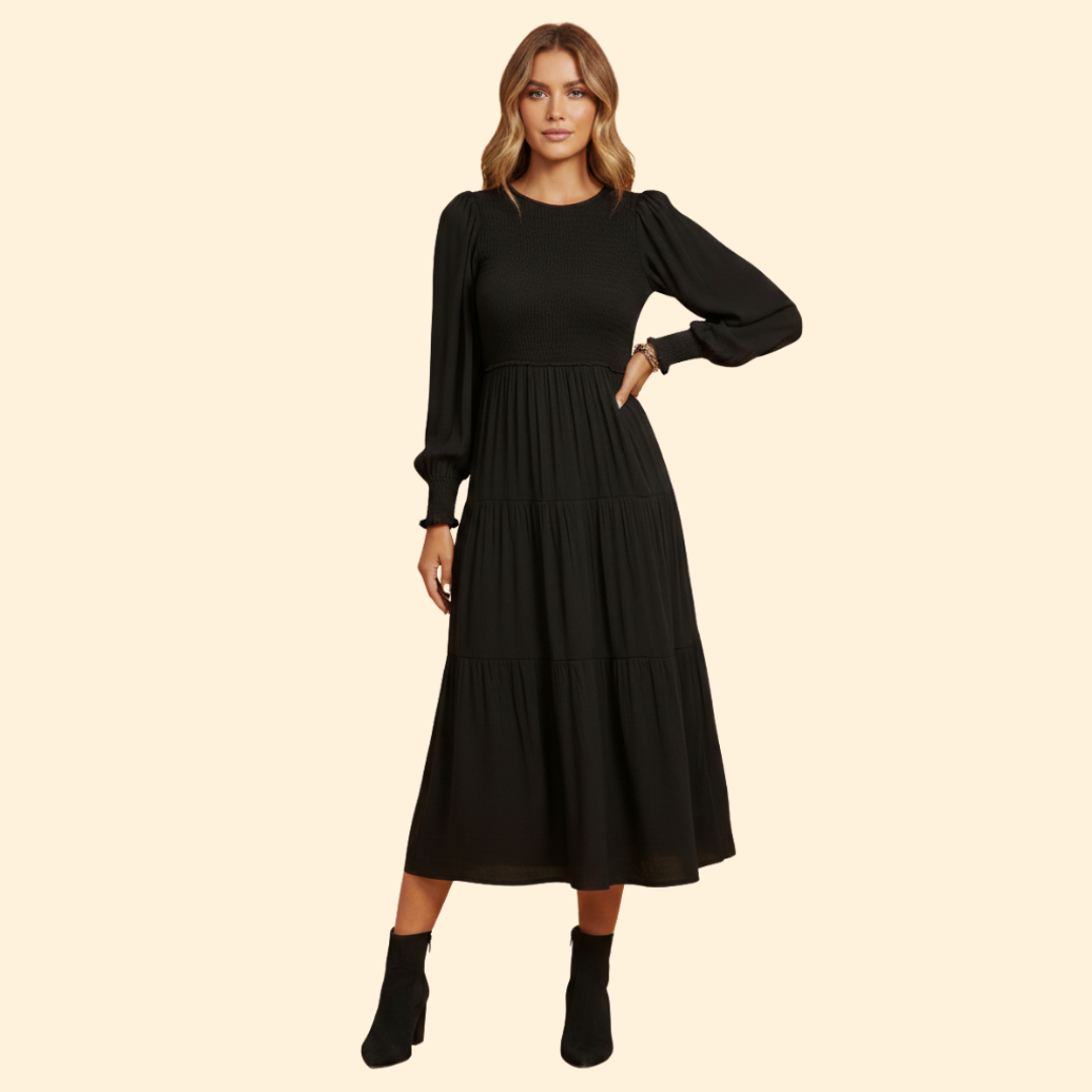 Women's Midi Dress with Long Sleeves