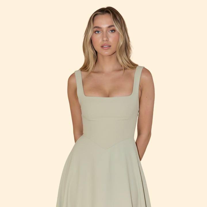 Women's Midi Dress with Square Neckline