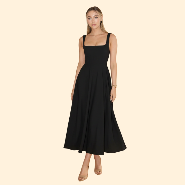Women's Midi Dress with Square Neckline