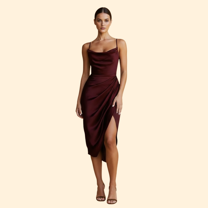 Women's Satin Dress with Narrow Straps