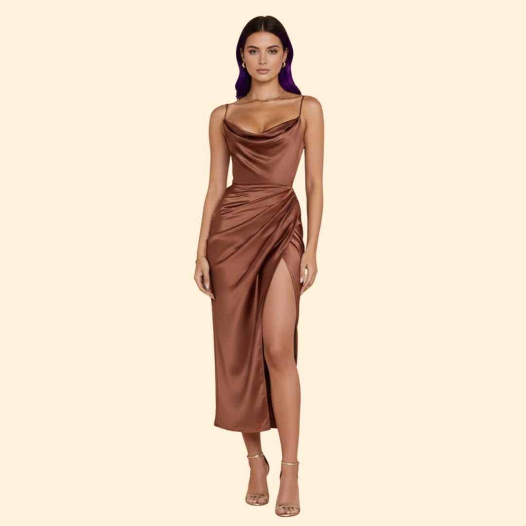 Women's Satin Dress with Narrow Straps