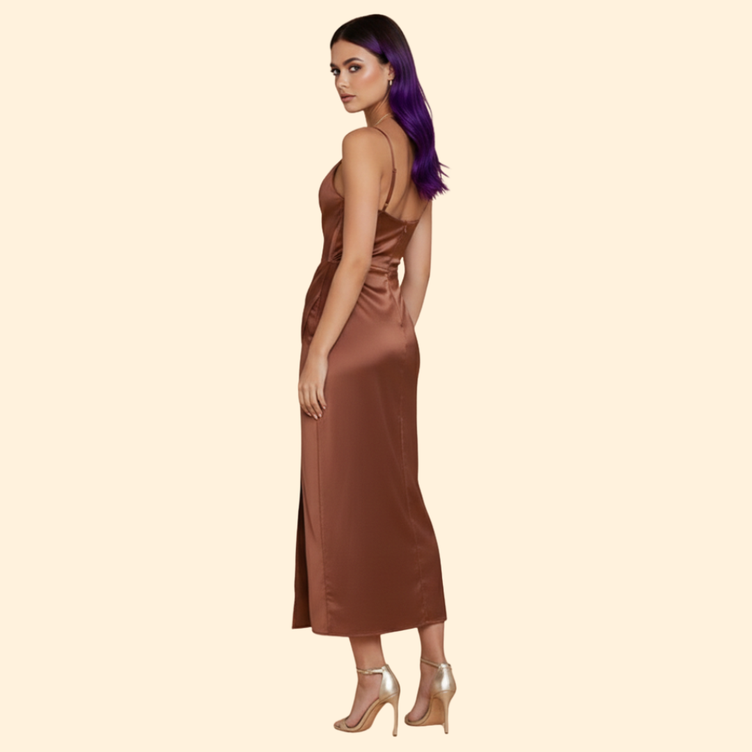 Women's Satin Dress with Narrow Straps