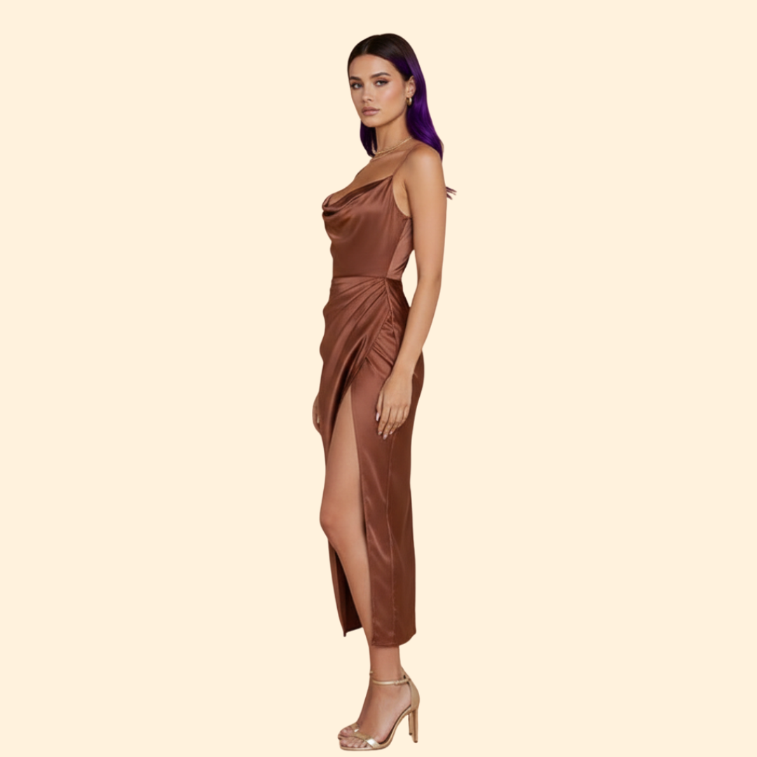 Women's Satin Dress with Narrow Straps