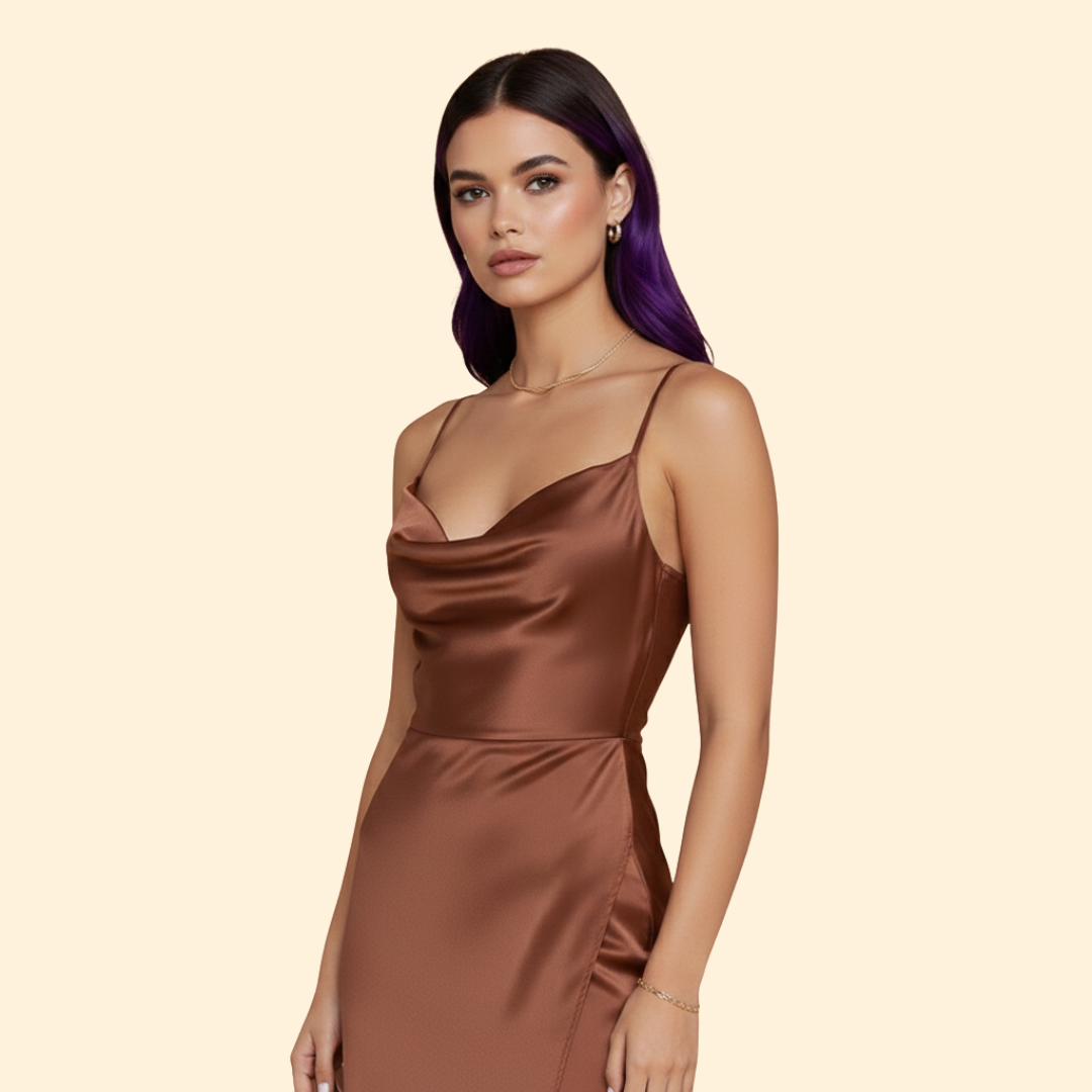 Women's Satin Dress with Narrow Straps