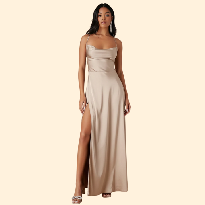 Women's Satin Dress with Strappy Back