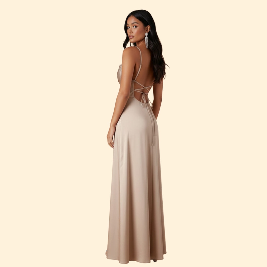 Women's Satin Dress with Strappy Back
