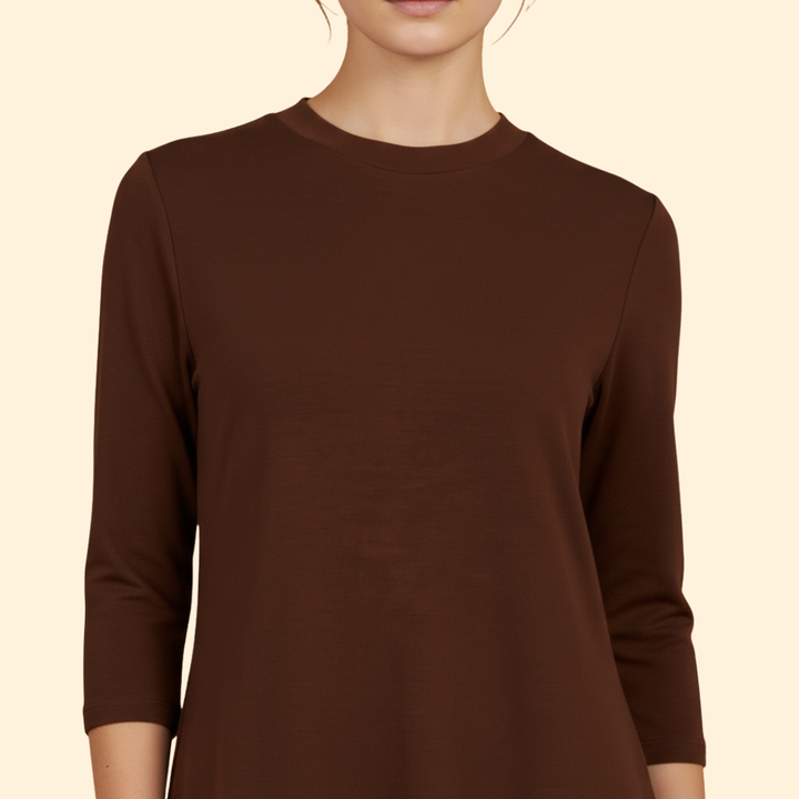 Women's Solid Dress with Round Neckline