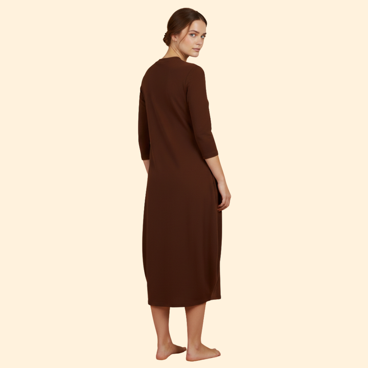 Women's Solid Dress with Round Neckline