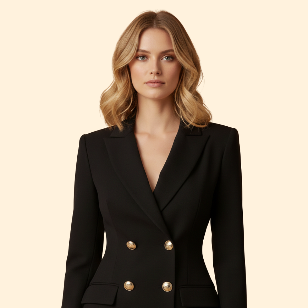 Women's Structured Blazer Dress with V-Neckline